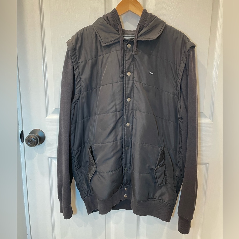RVCA, L, Black, hooded puffer jacket